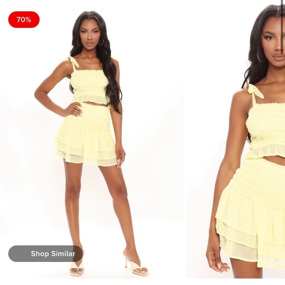 Hey Sweetie Smocked Mini Two Piece Skirt Set - Yellow - Picture 3 of 3